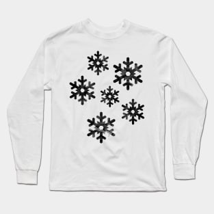 Watercolor Snowflakes (Black) Long Sleeve T-Shirt